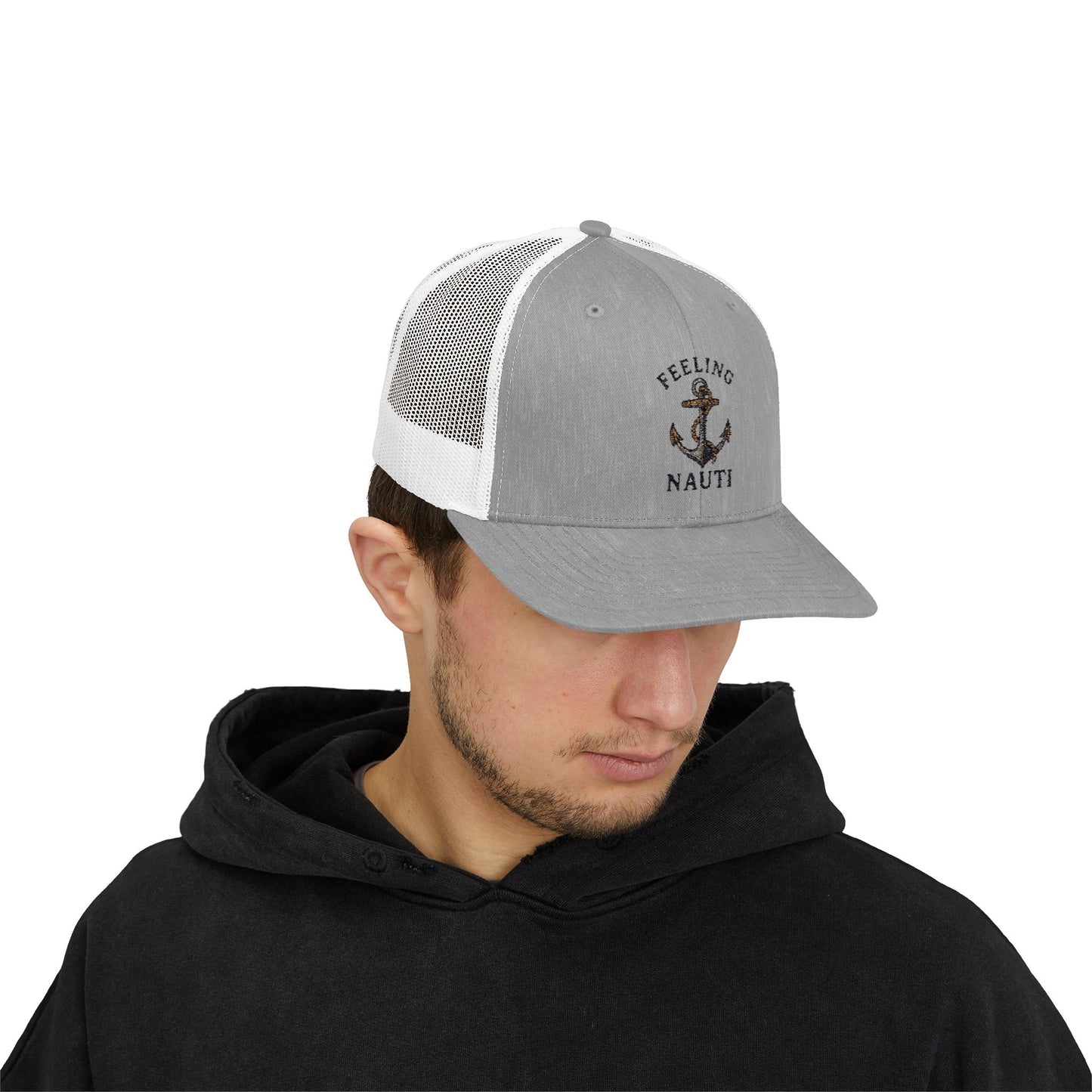Nautical Snapback Trucker Cap - Feeling Nauti, Beachwear Hat, Summer Accessory, Fishing Cap, Outdoor Adventure Gear
