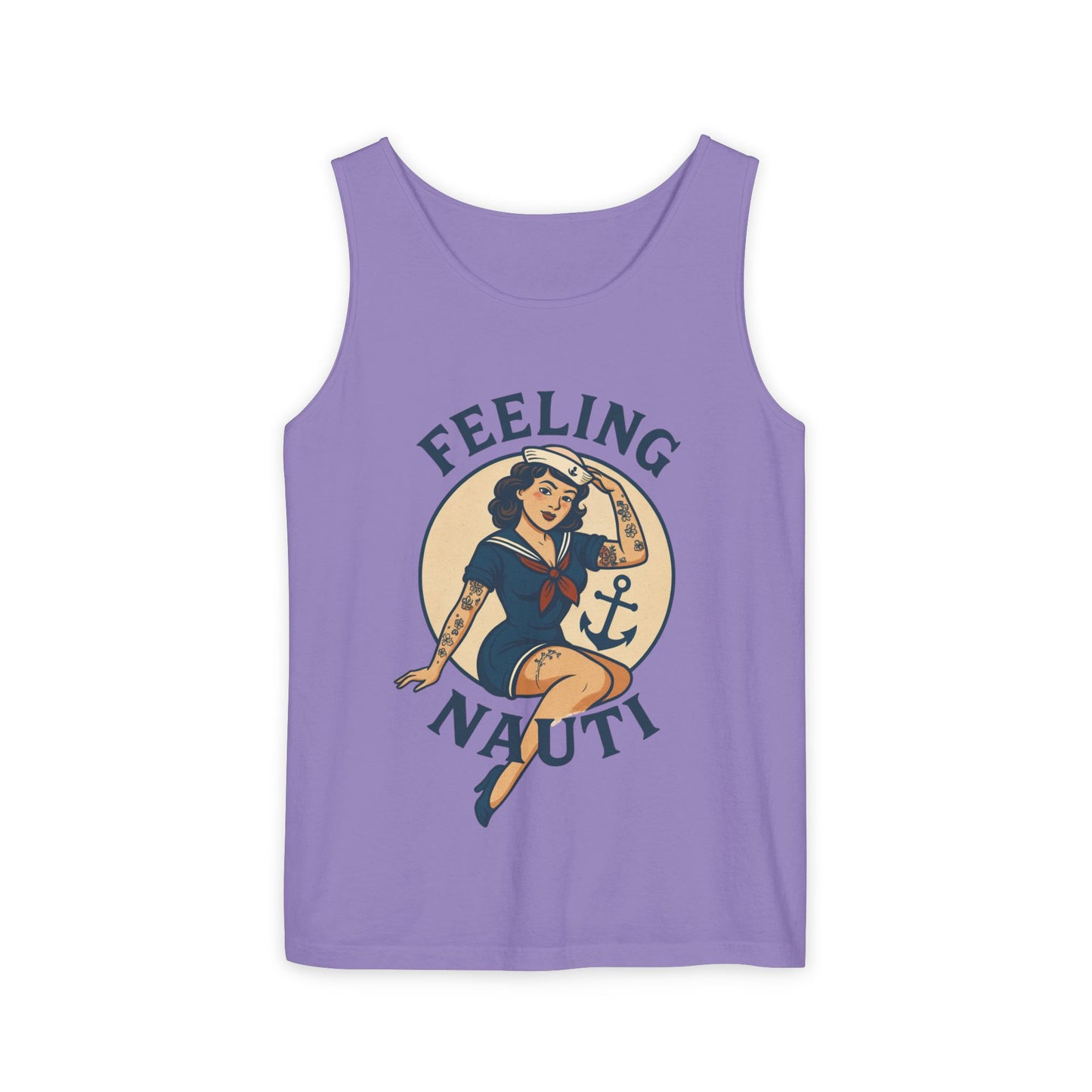 Nautical Themed Tank Top - "Feeling Nauti" Summer Apparel, Beachwear, Vacation Outfit, Gift for Sailor Friends, Trendy Swimwear