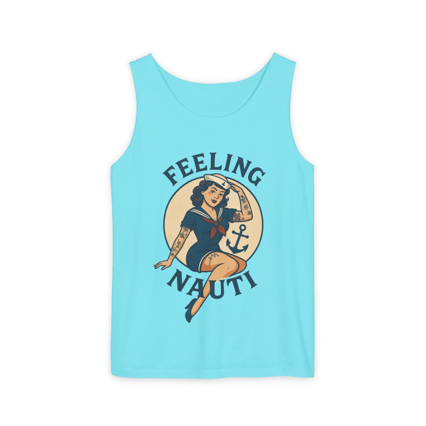 Nautical Themed Tank Top - "Feeling Nauti" Summer Apparel, Beachwear, Vacation Outfit, Gift for Sailor Friends, Trendy Swimwear