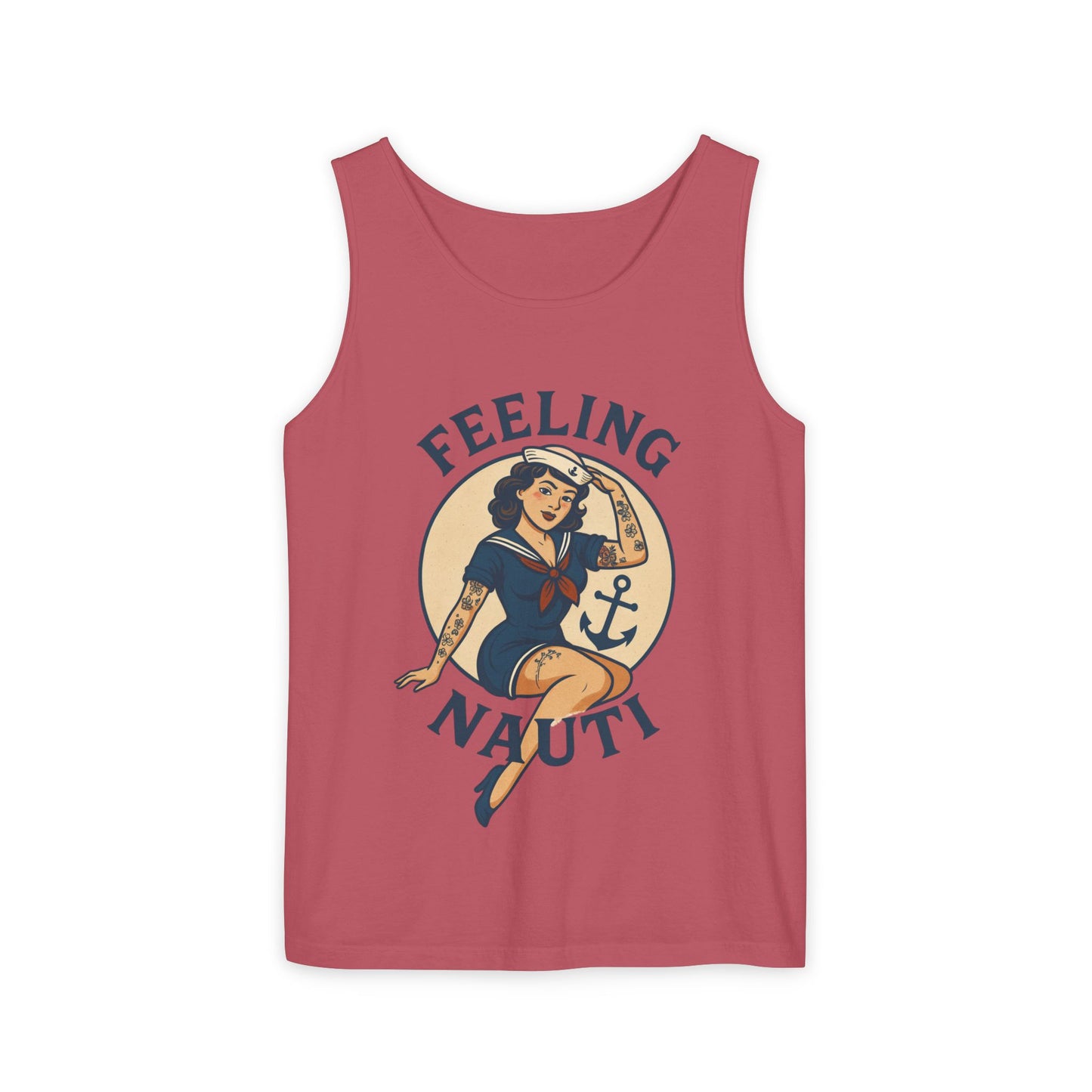 Nautical Themed Tank Top - "Feeling Nauti" Summer Apparel, Beachwear, Vacation Outfit, Gift for Sailor Friends, Trendy Swimwear