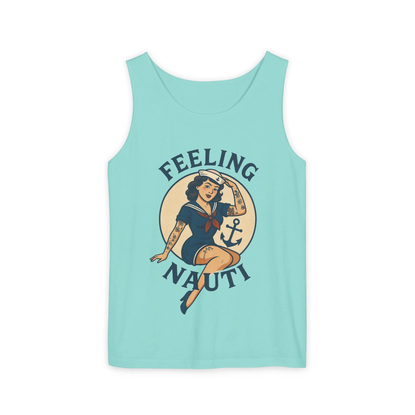 Nautical Themed Tank Top - "Feeling Nauti" Summer Apparel, Beachwear, Vacation Outfit, Gift for Sailor Friends, Trendy Swimwear