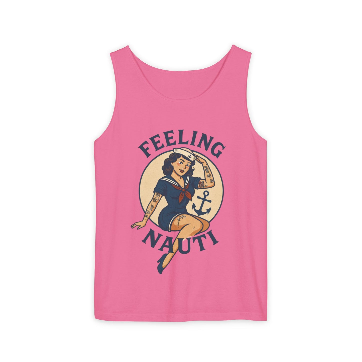 Nautical Themed Tank Top - "Feeling Nauti" Summer Apparel, Beachwear, Vacation Outfit, Gift for Sailor Friends, Trendy Swimwear