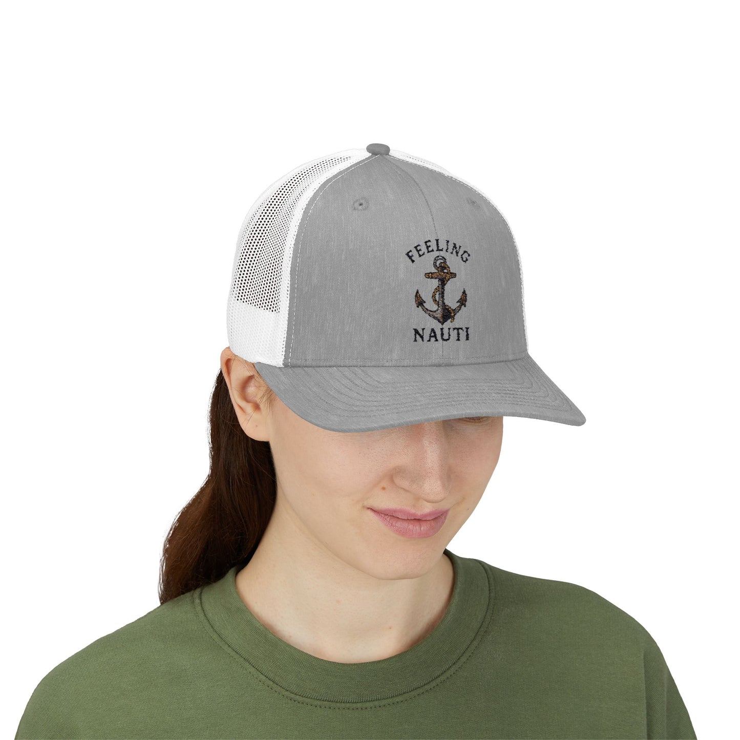 Nautical Snapback Trucker Cap - Feeling Nauti, Beachwear Hat, Summer Accessory, Fishing Cap, Outdoor Adventure Gear