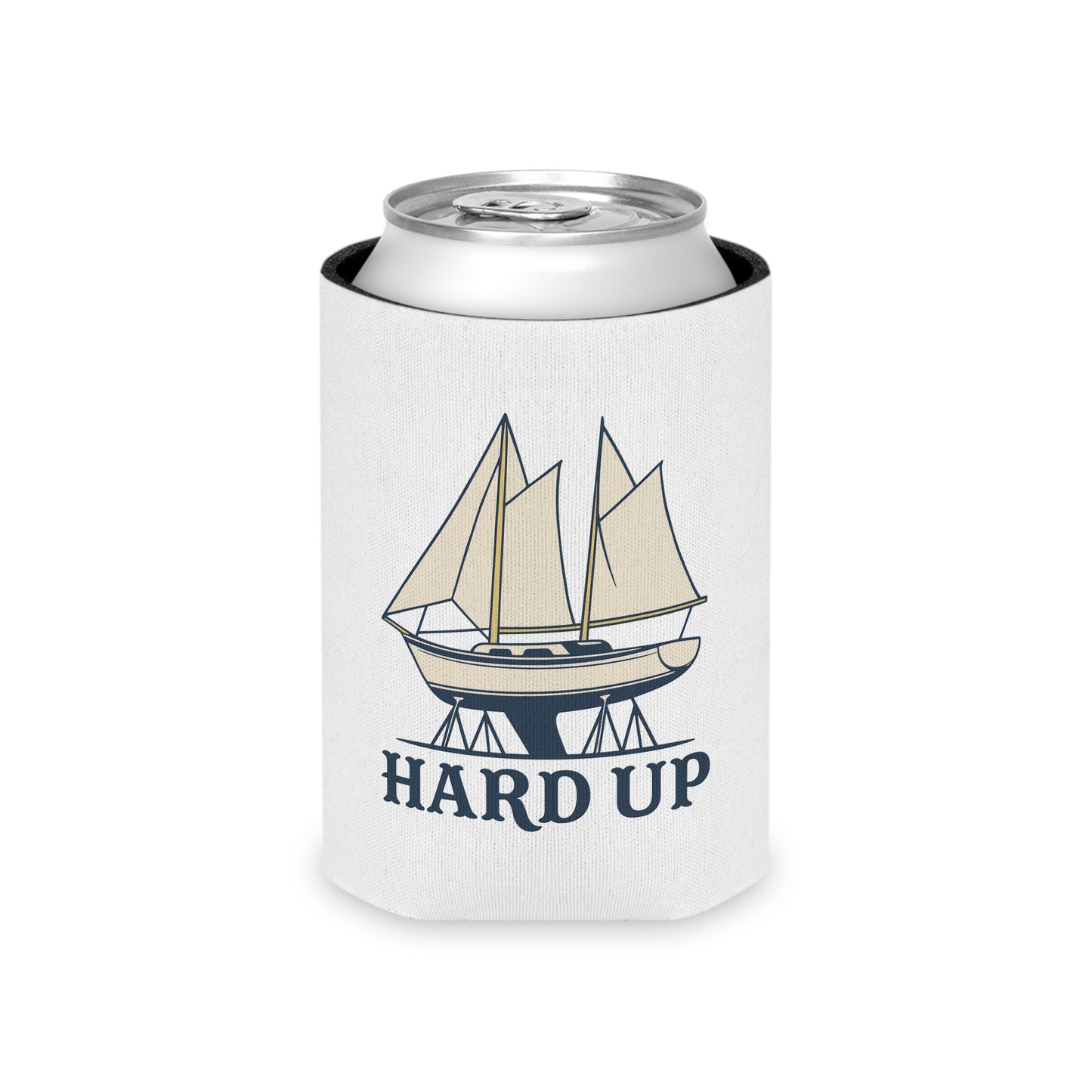 Nautical Beer Can Cooler, Hard Up Sailboat Insulator for Summer BBQs, Beach Days, Boating, Gifts for Sailors