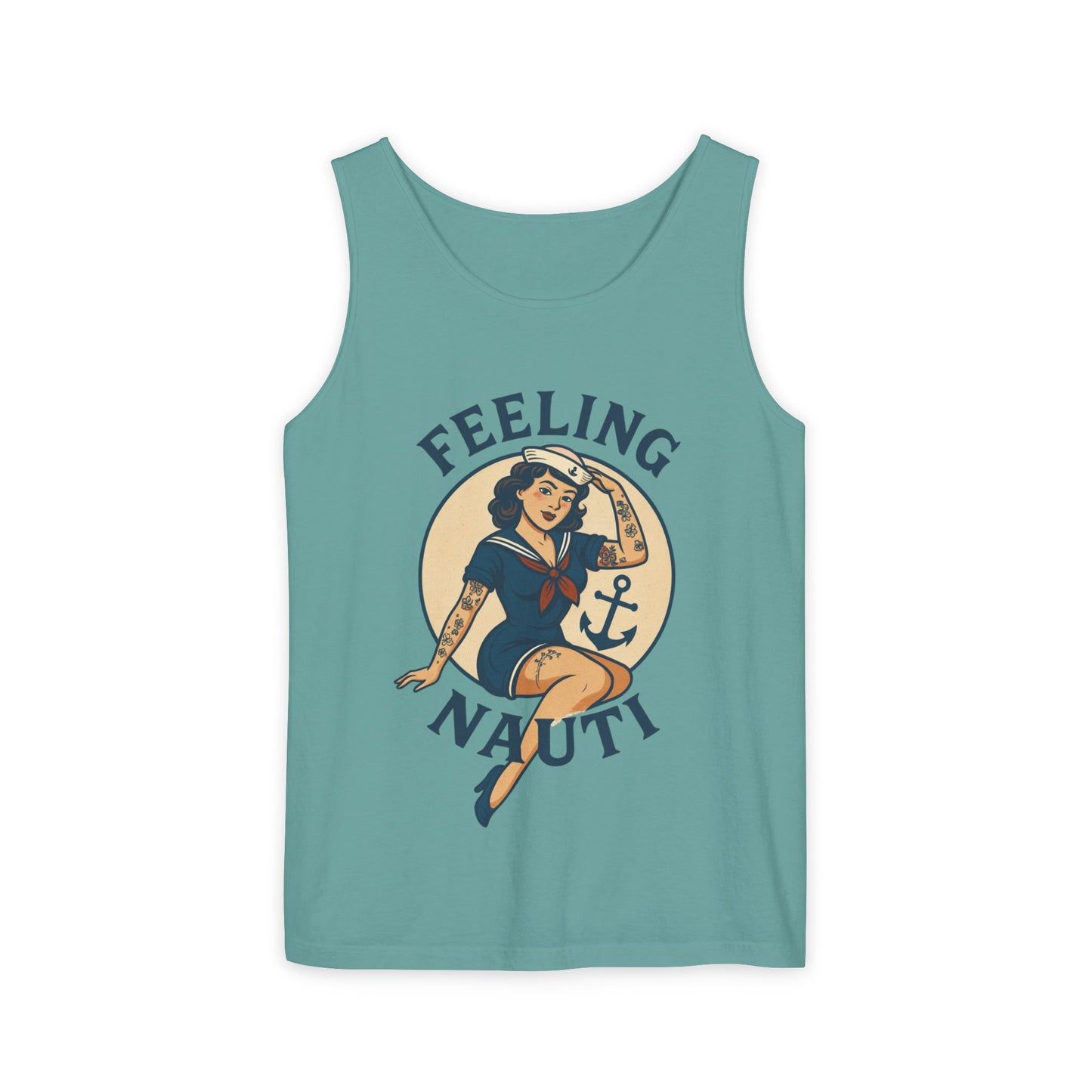Nautical Themed Tank Top - "Feeling Nauti" Summer Apparel, Beachwear, Vacation Outfit, Gift for Sailor Friends, Trendy Swimwear