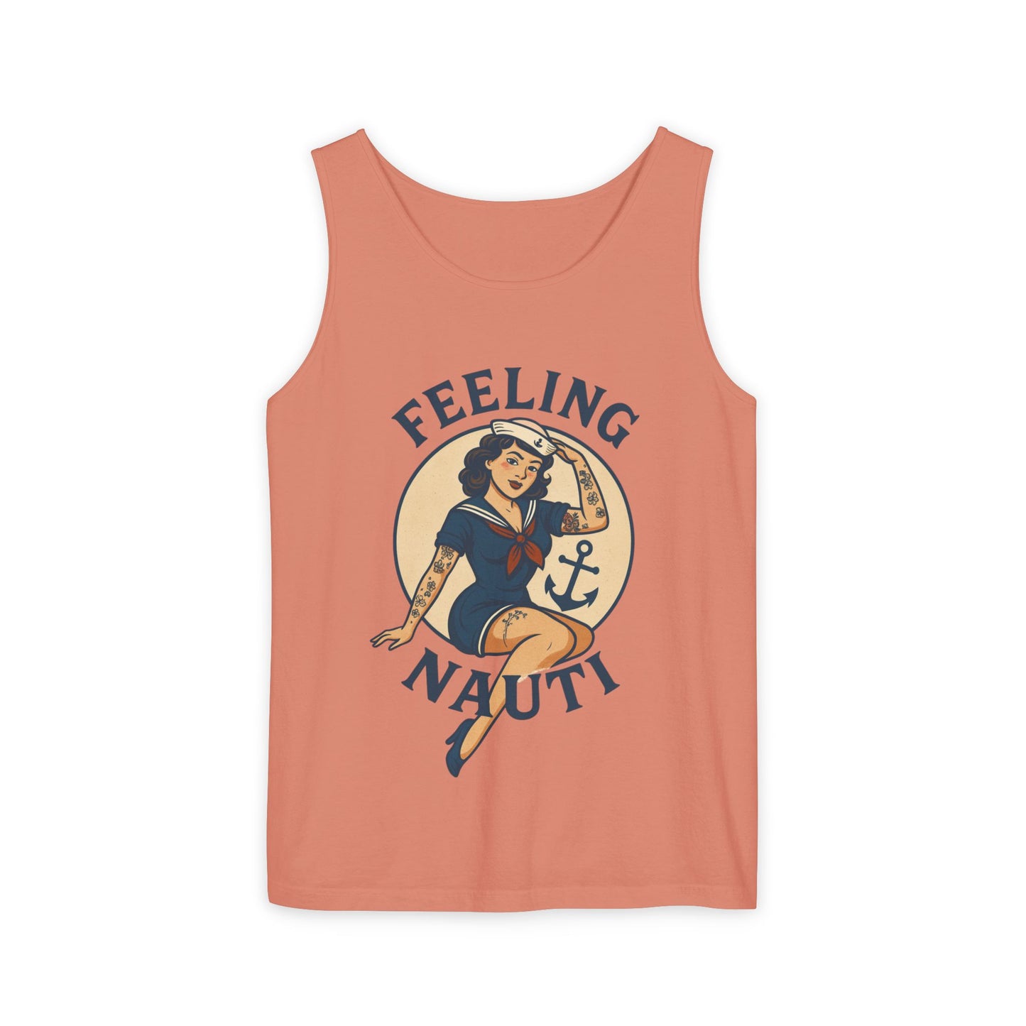 Nautical Themed Tank Top - "Feeling Nauti" Summer Apparel, Beachwear, Vacation Outfit, Gift for Sailor Friends, Trendy Swimwear