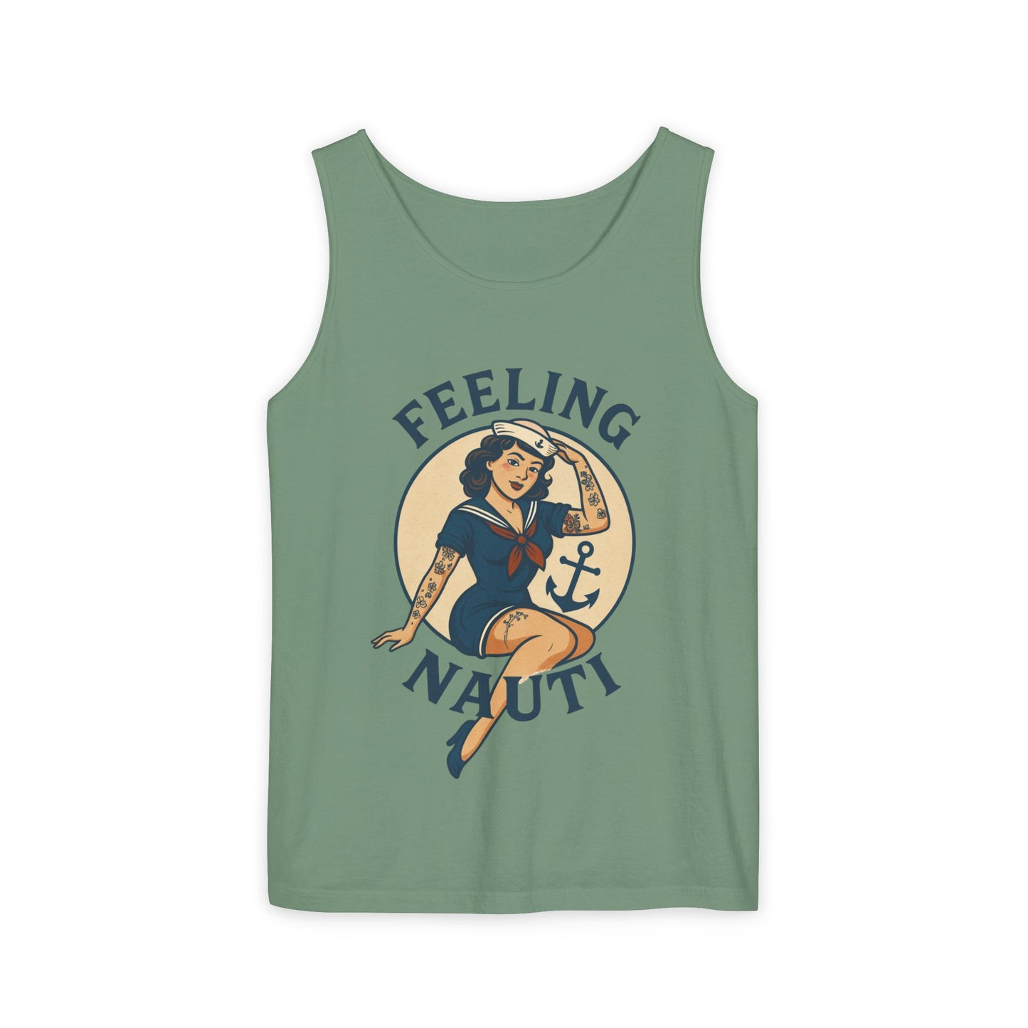 Nautical Themed Tank Top - "Feeling Nauti" Summer Apparel, Beachwear, Vacation Outfit, Gift for Sailor Friends, Trendy Swimwear