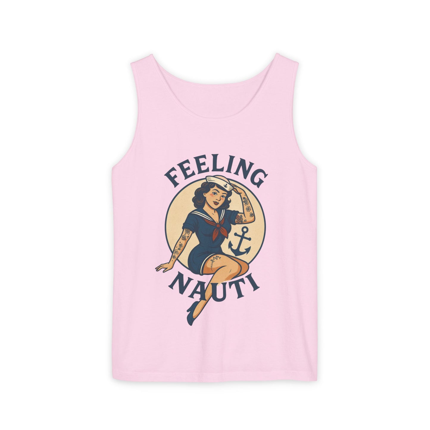 Nautical Themed Tank Top - "Feeling Nauti" Summer Apparel, Beachwear, Vacation Outfit, Gift for Sailor Friends, Trendy Swimwear