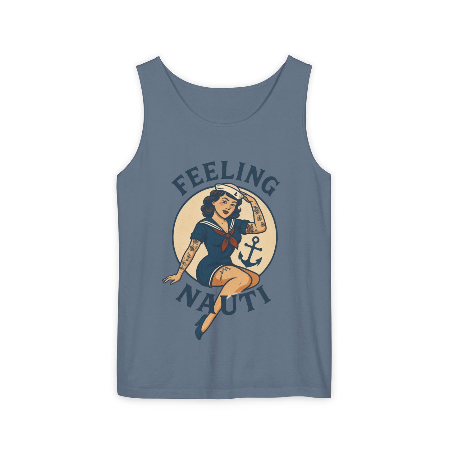 Nautical Themed Tank Top - "Feeling Nauti" Summer Apparel, Beachwear, Vacation Outfit, Gift for Sailor Friends, Trendy Swimwear