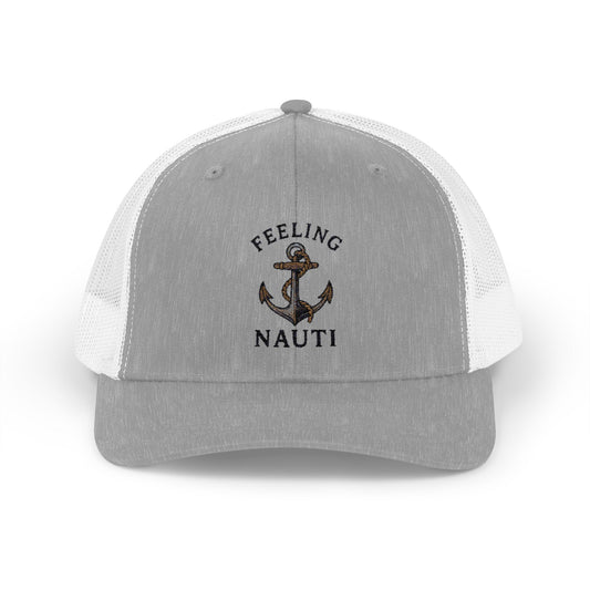 Nautical Snapback Trucker Cap - Feeling Nauti, Beachwear Hat, Summer Accessory, Fishing Cap, Outdoor Adventure Gear