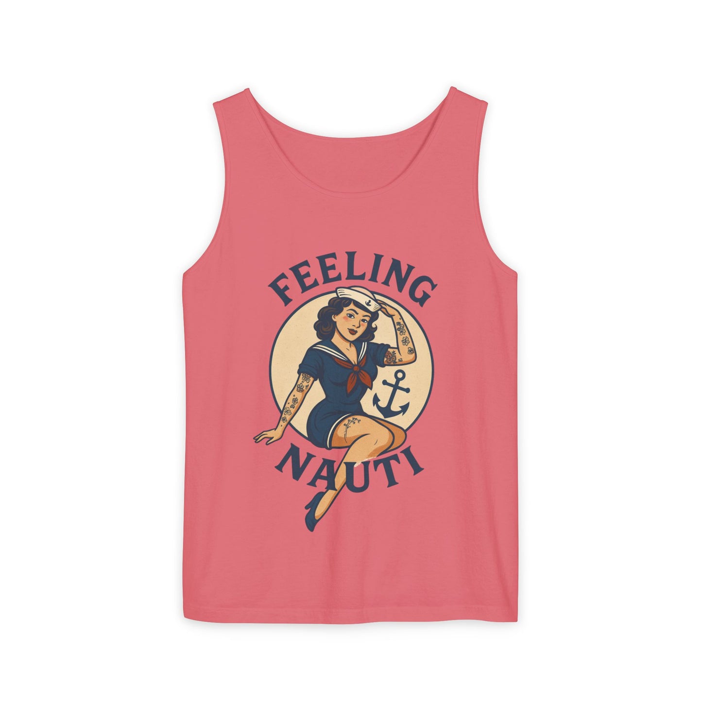 Nautical Themed Tank Top - "Feeling Nauti" Summer Apparel, Beachwear, Vacation Outfit, Gift for Sailor Friends, Trendy Swimwear